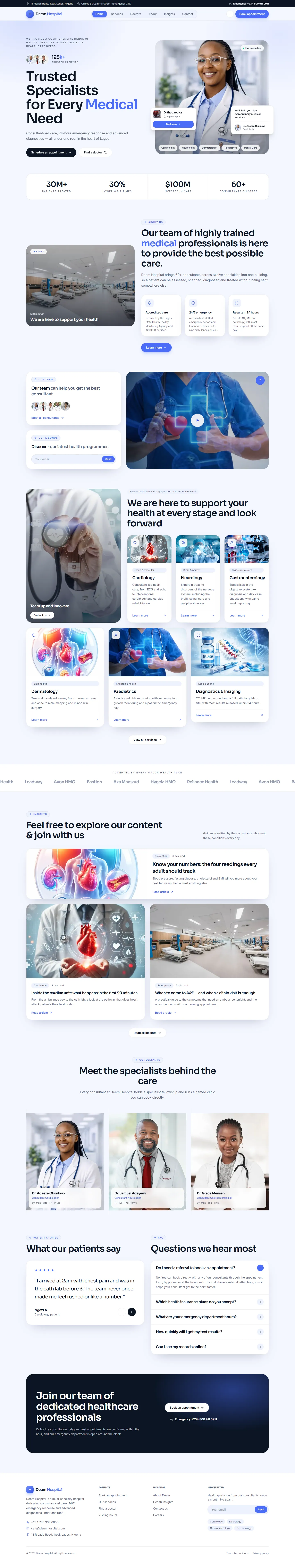 Deem Hospital — website built by Victor Abah