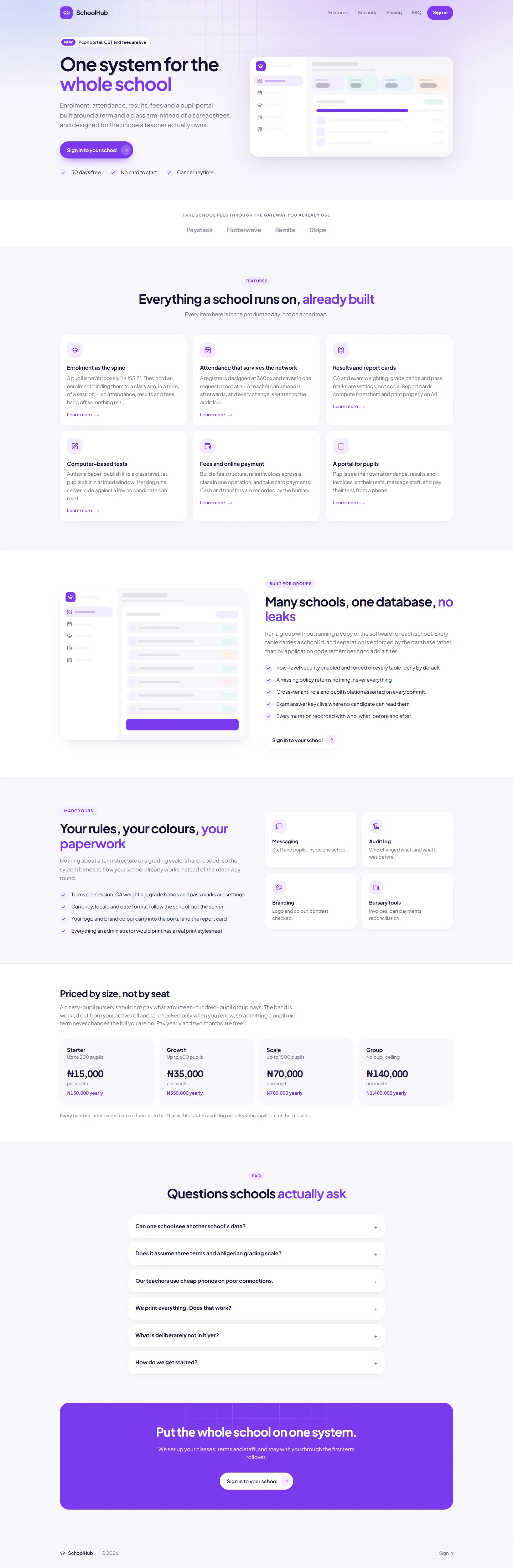 SchoolHub — website built by Victor Abah