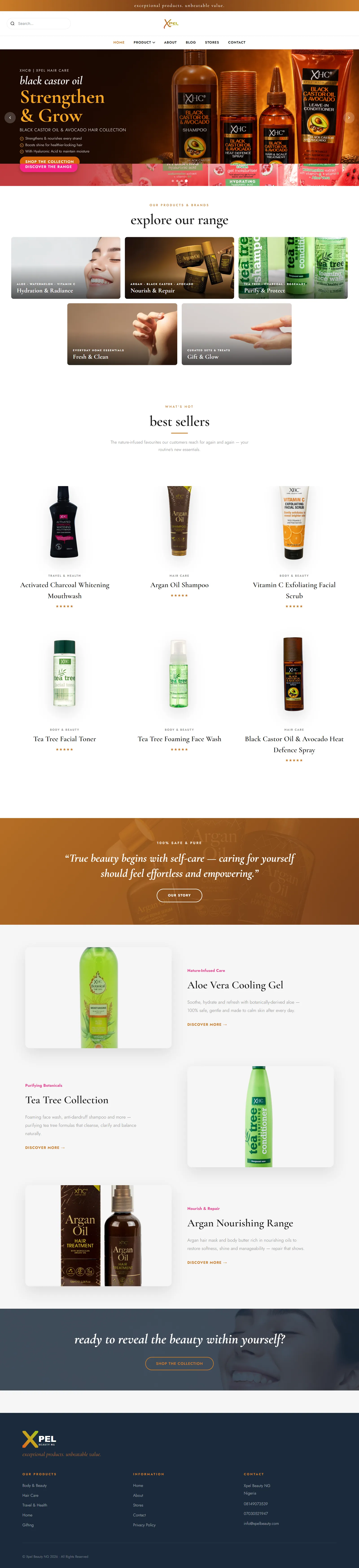 Xpel Beauty NG — website built by Victor Abah